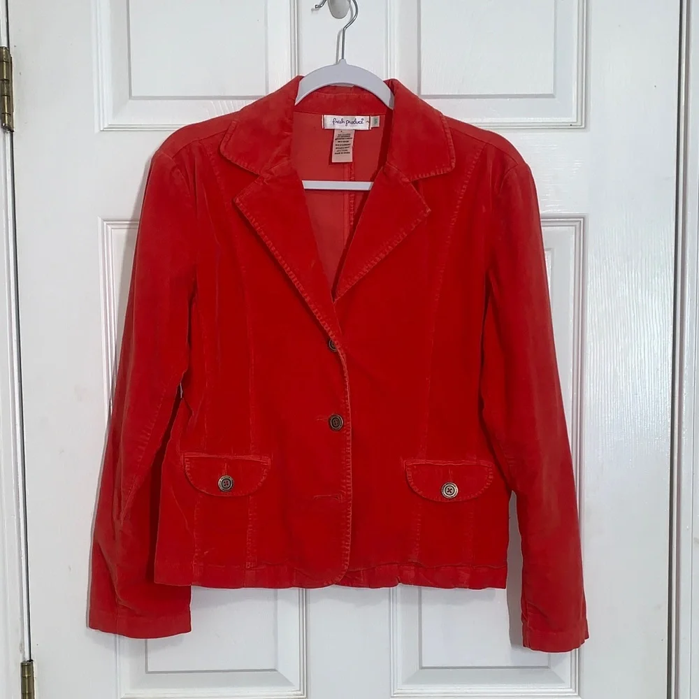 Fresh Produce Orange/Coral Corduroy Blazer Jacket